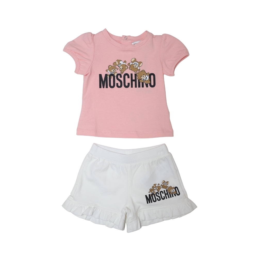 Conjunto Bebé Moschino Teddy Pink & White