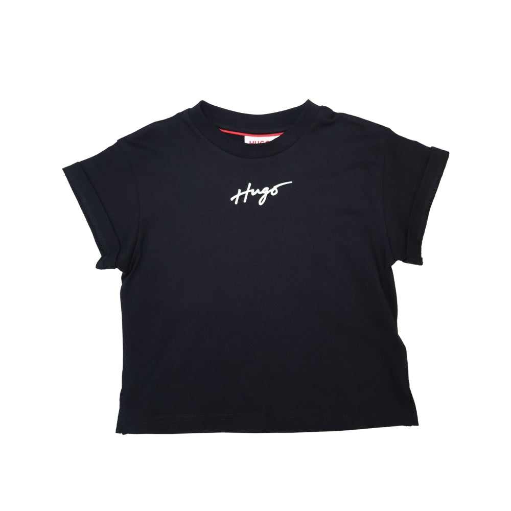 Blusa HUGO Negra con Logo Estampado para Niña