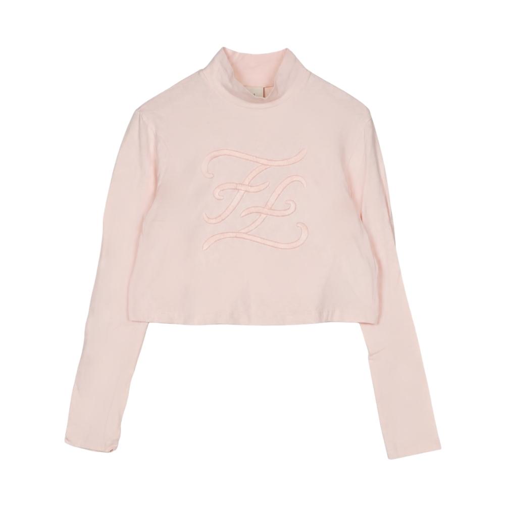Fendi Playera de Manga Larga Rosa con Logo Bordado
