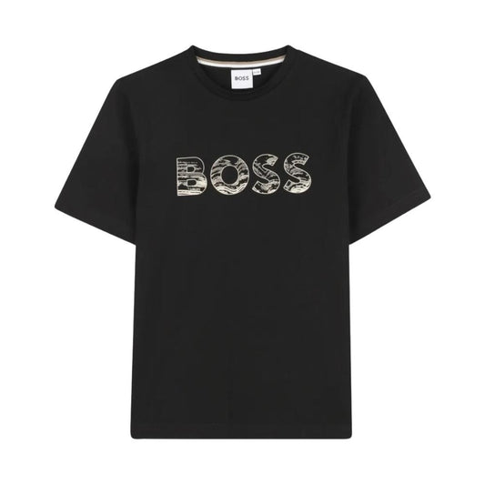 Playera BOSS Kids Negra con Logo 3D