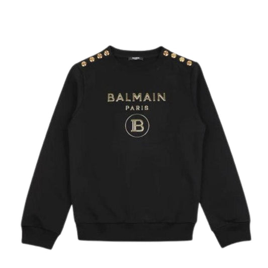 Suéter Infantil Balmain Paris Negro con Botones Dorados