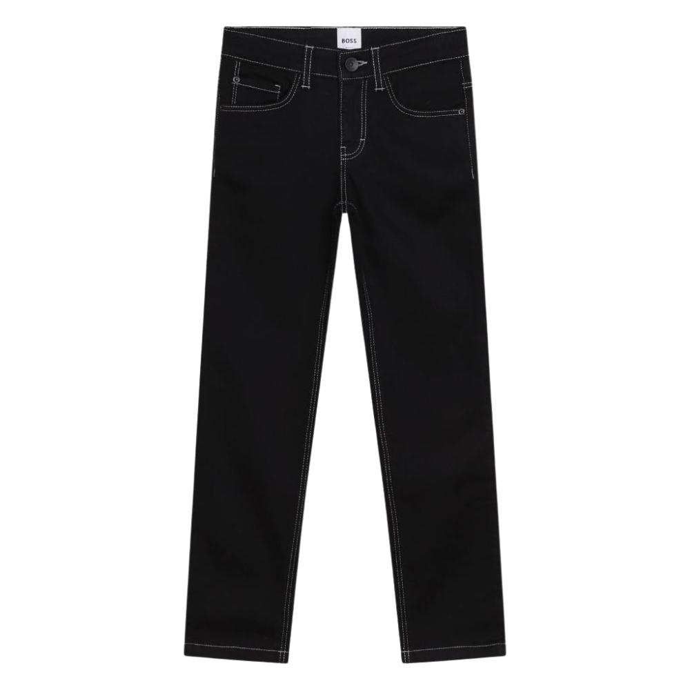 Jeans BOSS Negro con Costuras en Contraste