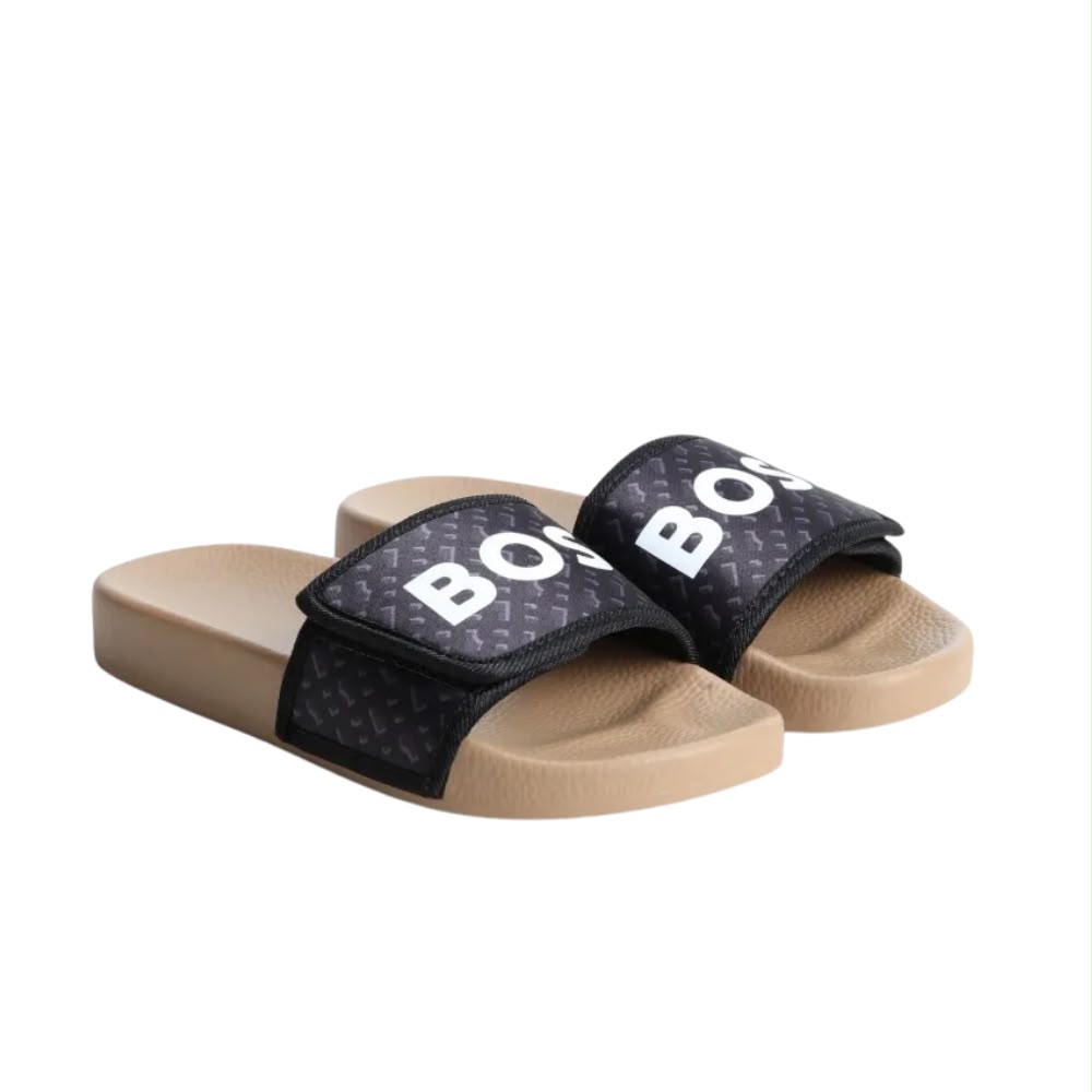 Sandalias Casual BOSS Logo Beige/Negro