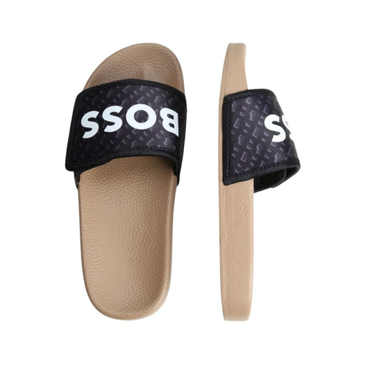 Sandalias Casual BOSS Logo Beige/Negro