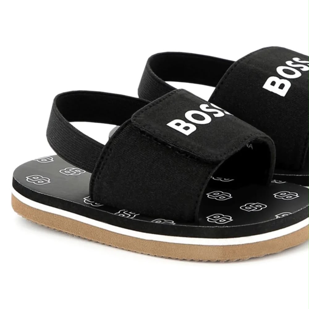 Sandalias BOSS Monogram Logo Slides Negro