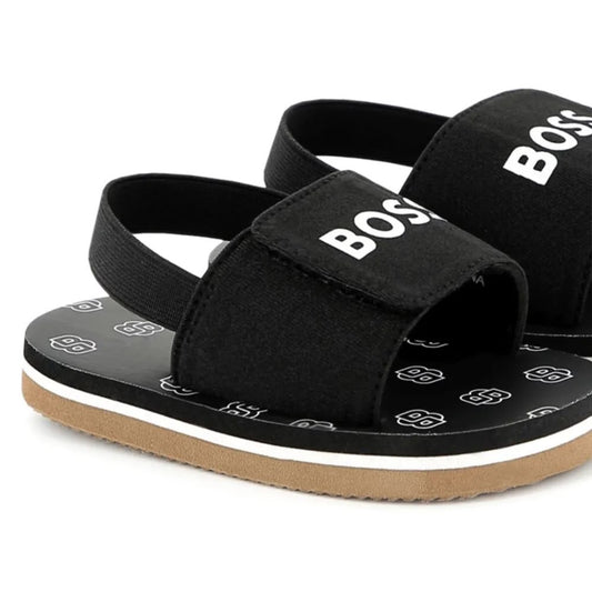 Sandalias BOSS Monogram Logo Slides Negro