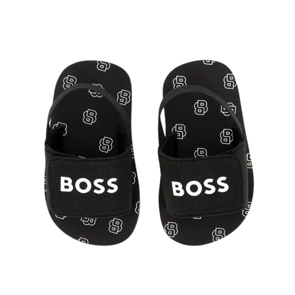 Sandalias BOSS Monogram Logo Slides Negro