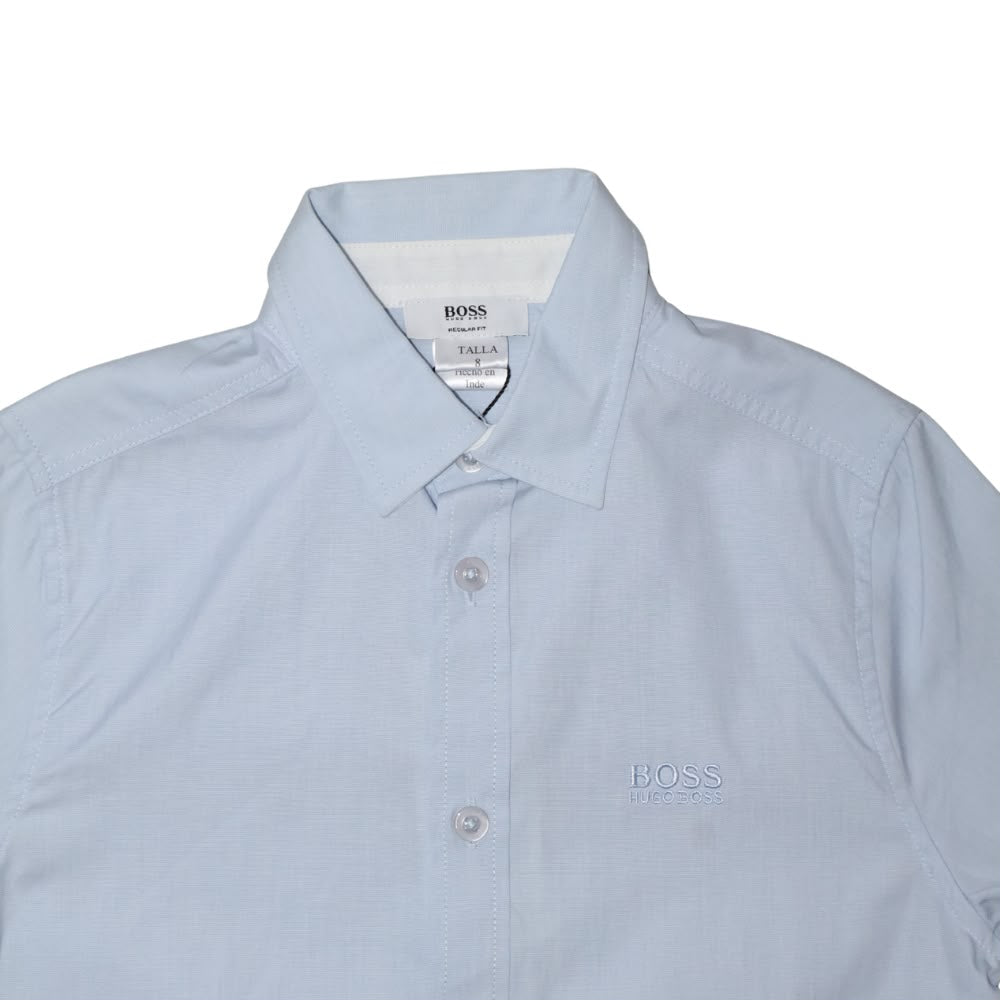 Camisa Infantil BOSS Manga Corta Azul Cielo