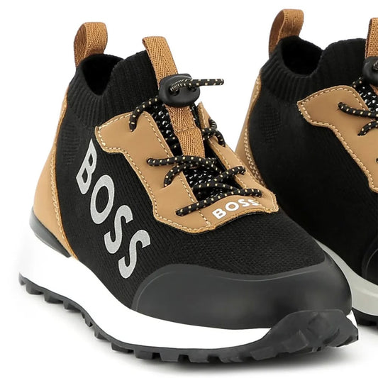 Tenis BOSS Kids Negro/Camel | Logo Lateral