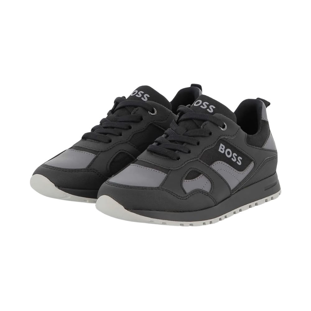 Tenis BOSS Kids Negro/Gris | Logo Lateral
