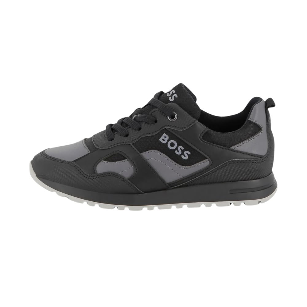 Tenis BOSS Kids Negro/Gris | Logo Lateral