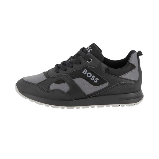 Tenis BOSS Kids Negro/Gris | Logo Lateral