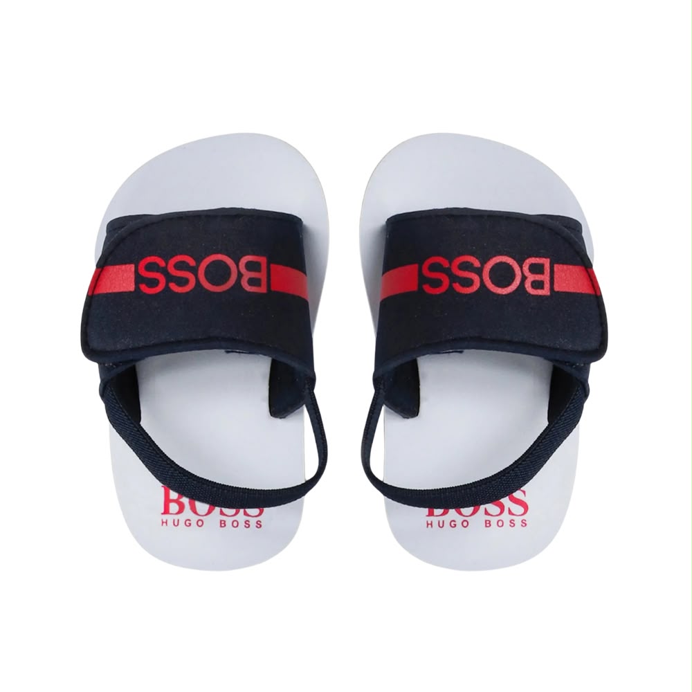 Sandalias BOSS Kids Azul Marino | logotipo en contraste