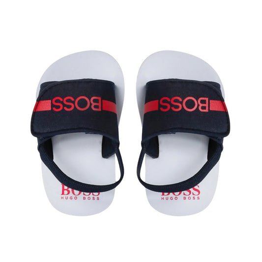 Sandalias BOSS Kids Azul Marino | logotipo en contraste