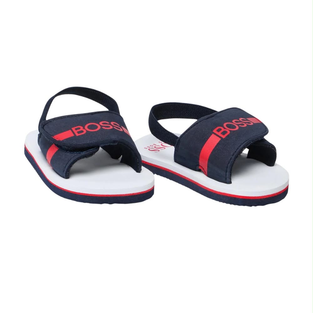 Sandalias BOSS Kids Azul Marino | logotipo en contraste