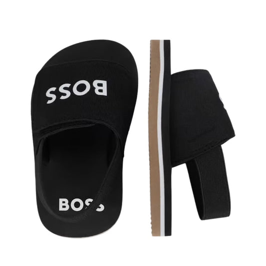 Sandalias Negras  Tipo Slide BOSS para Niño – Diseño Casual