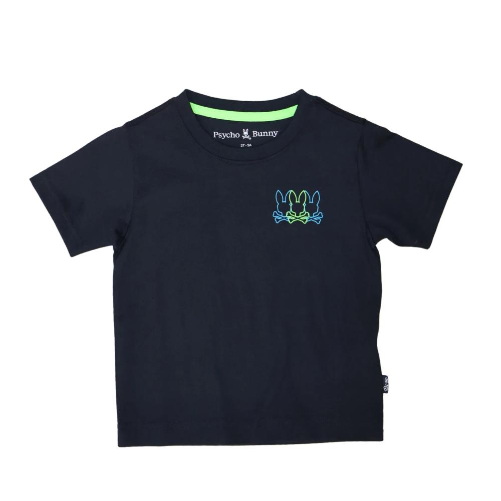 Playera Infantil Psycho Bunny Negra con Logo Multicolor