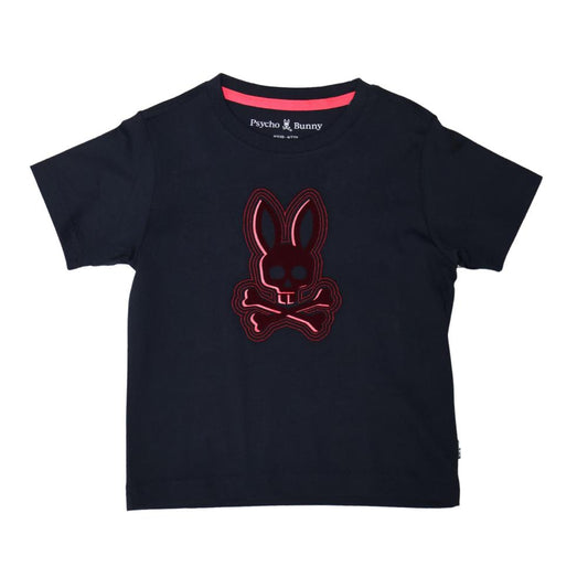 Playera Infantil Psycho Bunny Negra con Logo Bordado Rojo