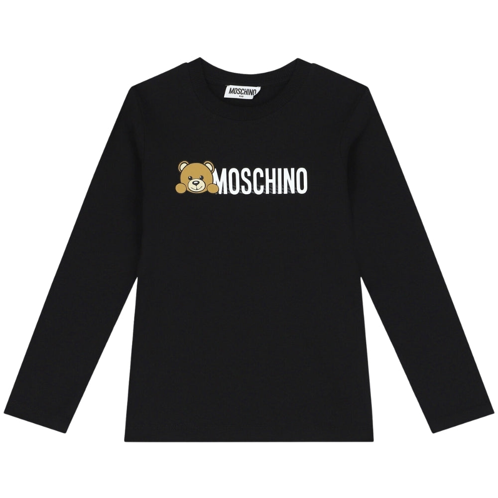Playera Negra Manga Larga Moschino Teddy Logo