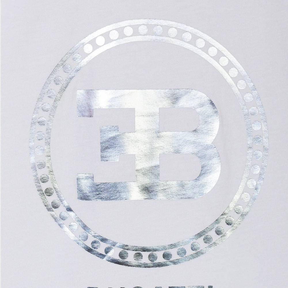 Playera Bugatti Blanca con Logo EB Plateado