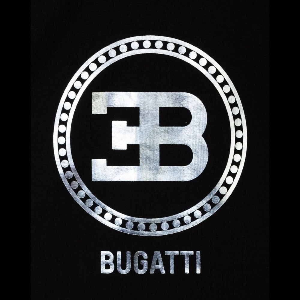 Playera Bugatti Negra con Logo EB Plateado