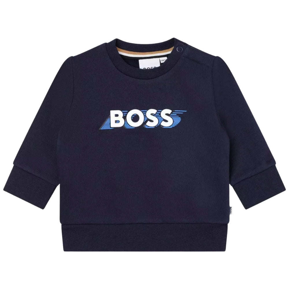 Playera Azul Marino para Bebé BOSS con Logo Estampado