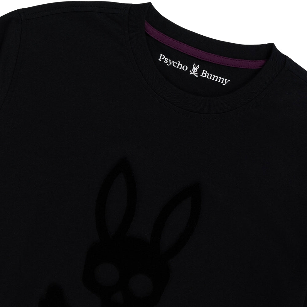 Playera Psycho Bunny Negra con Logo Tonal en Terciopelo