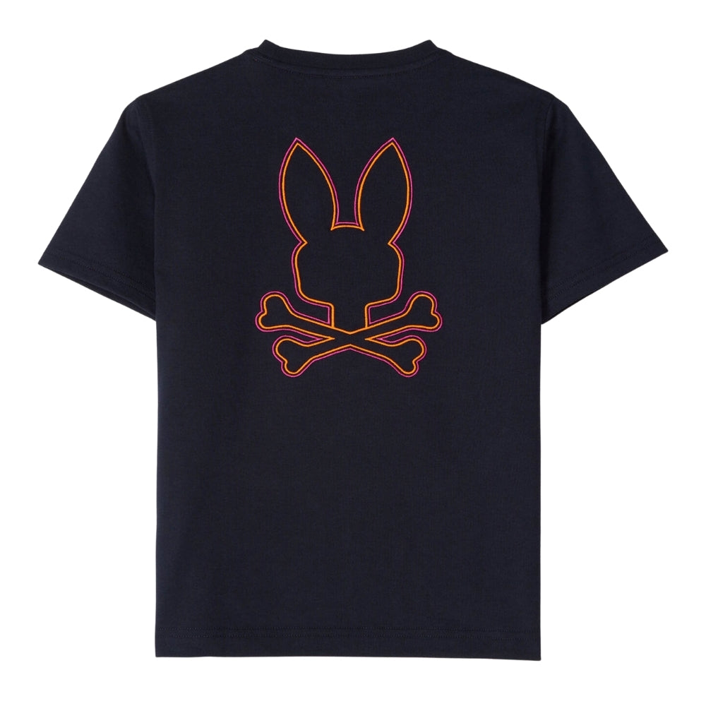 Playera Psycho Bunny Azul con Logo Posterior en Tonos Neón