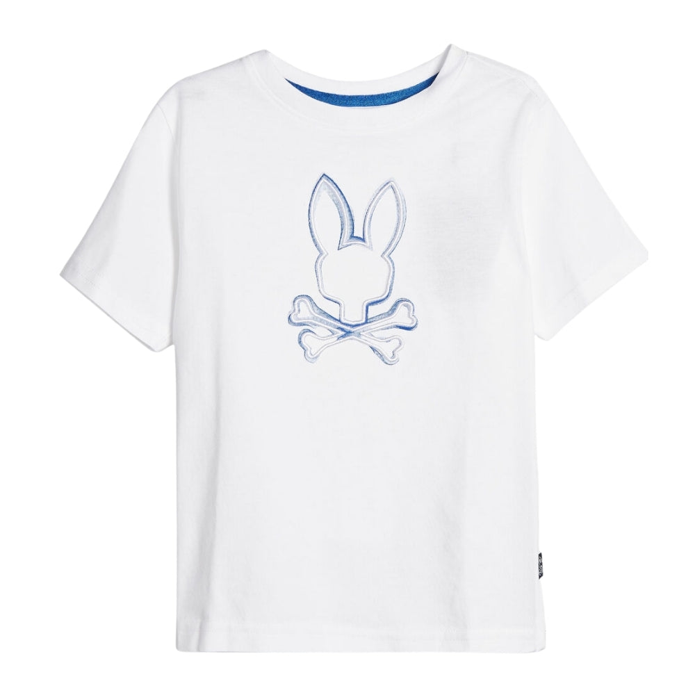 Playera Psycho Bunny Blanca con Logo Azul Bordado