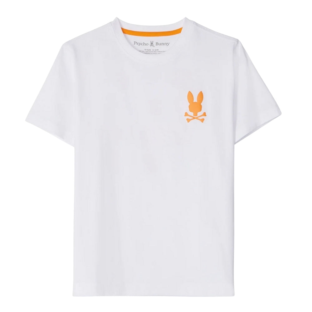 Playera Psycho Bunny Blanca con Estampado Geométrico Multicolor