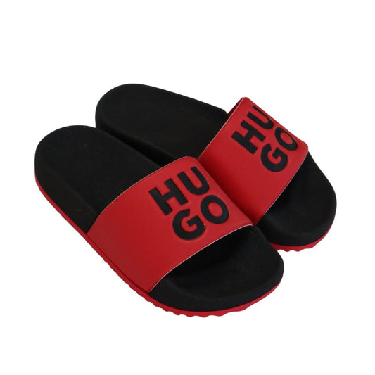 Sandalia HUGO Slide en Negro y Rojo