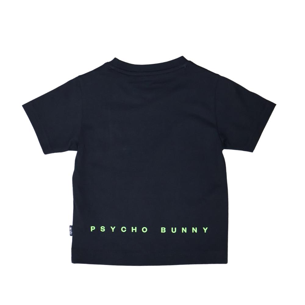 Playera Infantil Psycho Bunny Negra con Logo Multicolor
