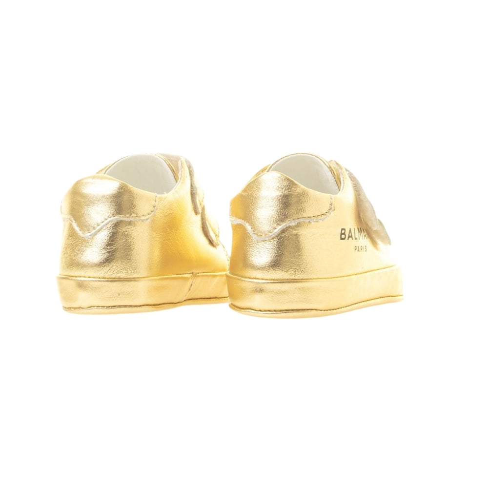 Balmain Baby Gold Velcro Sneakers